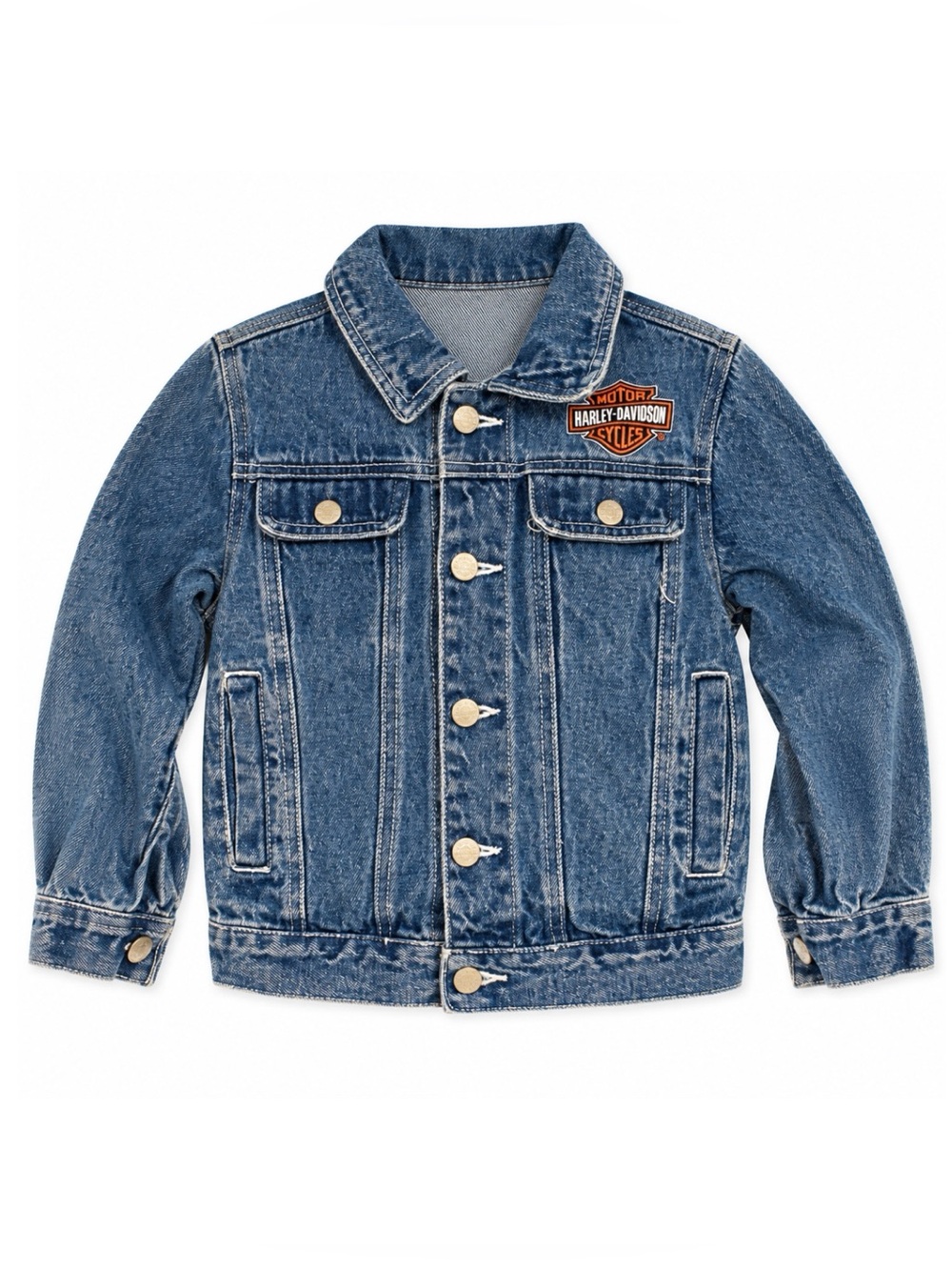 Harley Davidson Motorcycles Medium Wash Denim Jean Jacket Kids Size 4/5